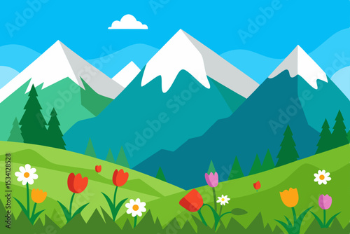 summer landscape with mountains
