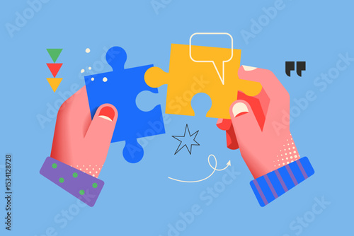 Modern creative concept for searching solutions, brainstorming and planning strategy with hands design. Business vector illustration for social media, banner or presentation template