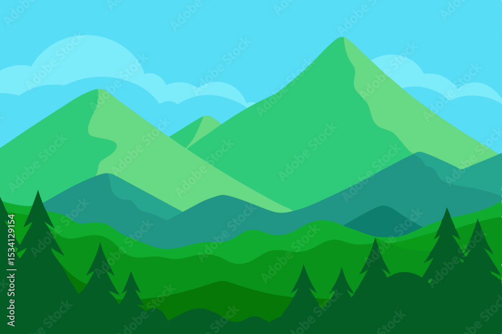 Naklejka premium mountain landscape vector illustration