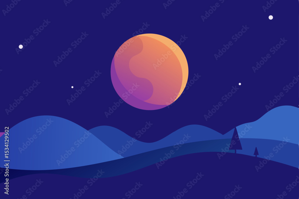 Naklejka premium night sky with moon