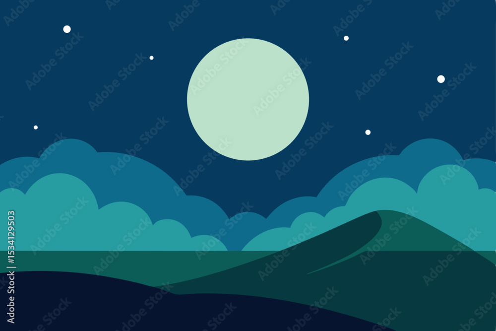 Fototapeta premium night landscape with moon