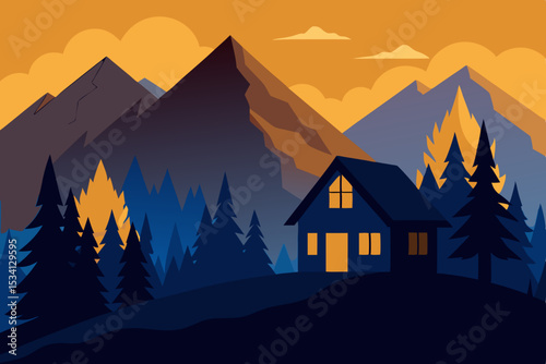 winter landscape with mountains