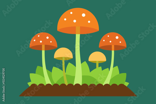 vector illustration of mushrooms in the grass