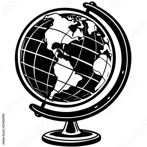 Globe vector illustration: world geography education tool for travel and learning resources design