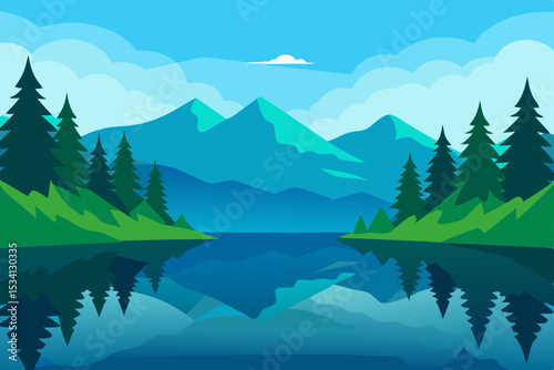 mountain lake and mountains