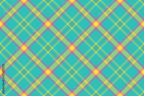 Vibrant teal, lime, and pink plaid pattern.  Perfect for textile design, website backgrounds, or cheerful branding.  This bright, intersecting line design evokes energy and optimism.