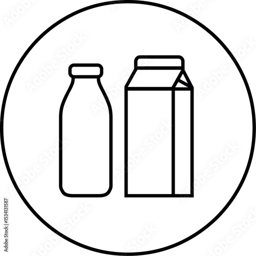 Illustration of milk bottle and carton vector icon illustration for dairy products and beverages design element and symbol vector