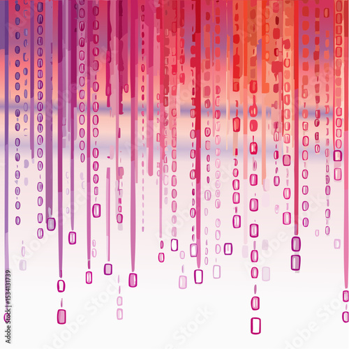 binary code cascading down like digital rain, representing data insights, vibrant hues