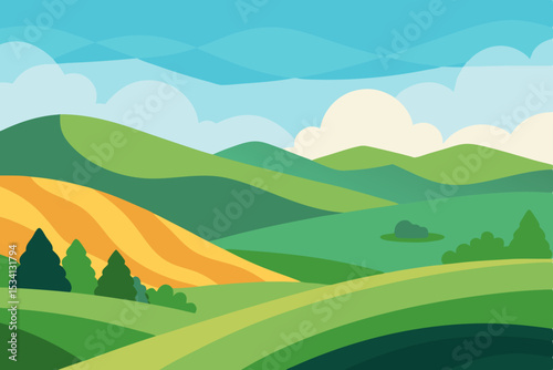 landscape with mountains and hills