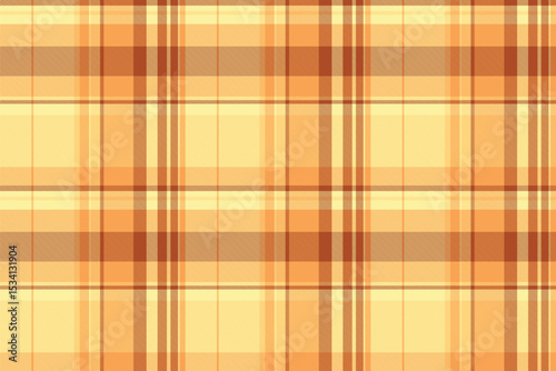 Back check vector textile, kid texture seamless plaid. Fancy fabric background tartan pattern in orange and yellow colors.