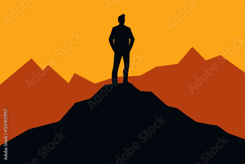 silhouette of a man on the mountain