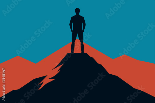 businessman on top of the mountain