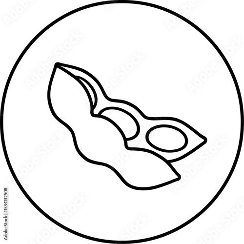 Illustration of edamame pod outline vector illustration, healthy asian soybean snack for vegan diet and vegetarian food, simple icon vector