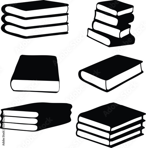Silhouetted Book Collection Set for Creative Designs
