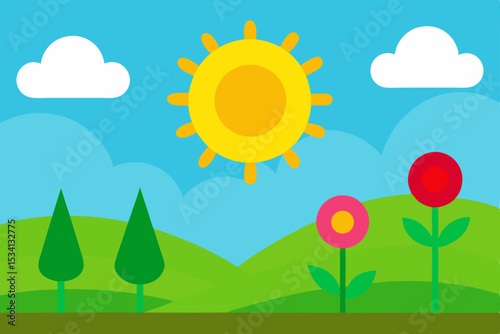 summer landscape with sunflowers