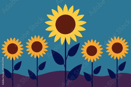 sunflowers on a blue background