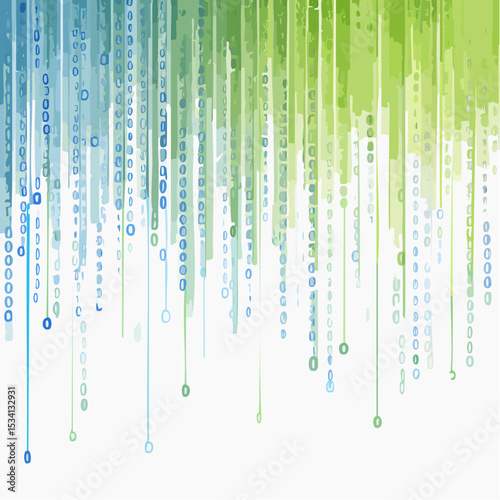 binary code cascading down like digital rain, representing data insights, vibrant hues