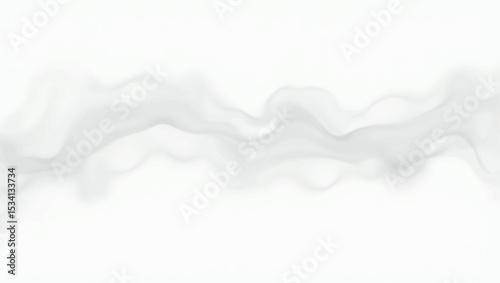 A soft, ethereal band of diffused light gray mist or smoke, gently undulating across a pure white background. The form is organic and flowing, with subtle shifts in opacity that create a delicate.