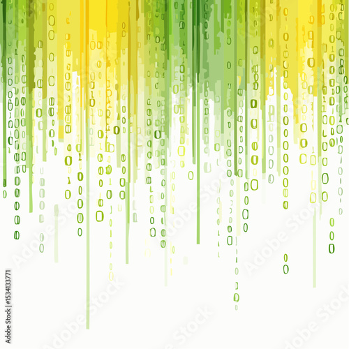 binary code cascading down like digital rain, representing data insights, vibrant hues
