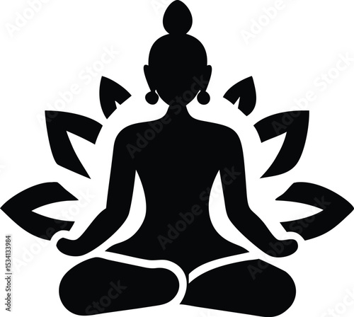 Silhouette of Woman Meditating in Lotus Pose