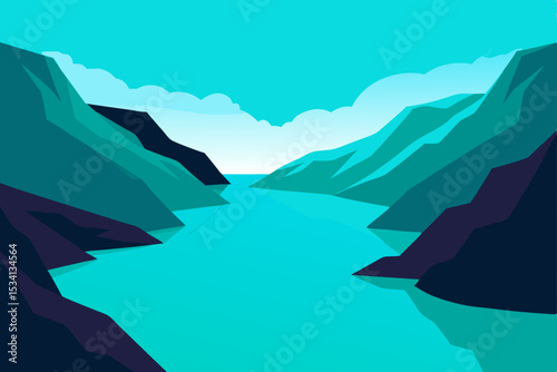 A breathtaking panoramic view of a serene mountain lake nestled amidst the majestic Alps, with clear blue water reflecting the sky and clouds