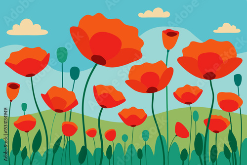 field of red poppies