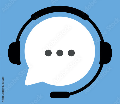 Call Center Agent Icon – Support Headset and Gear Vector Illustration