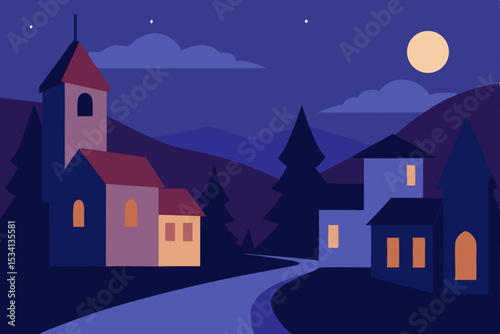 house in the night vector