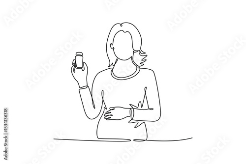 Pregnant mom concept. Single line draw design. Vector graphic illustration