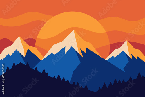 sunset over mountains