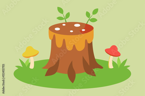 Vibrant vector illustration of an apple tree in bloom, showcasing its growth with green leaves and delicate spring flowers, a symbol of nature's life and garden beauty