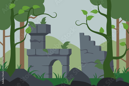 vector illustration of an old town