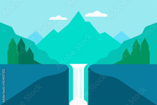 Mountain road at sunrise with a panoramic view of the misty landscape, clouds, and distant snow-capped peaks under a vibrant sky