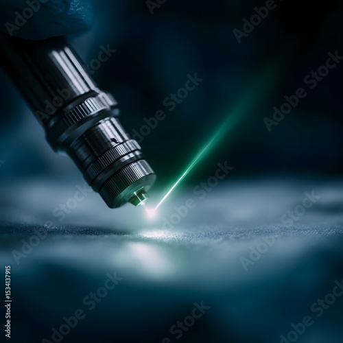 Precision laser surgical tool emitting bright green light