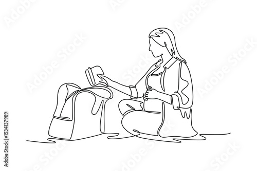 Pregnant mom concept. Single line draw design. Vector graphic illustration