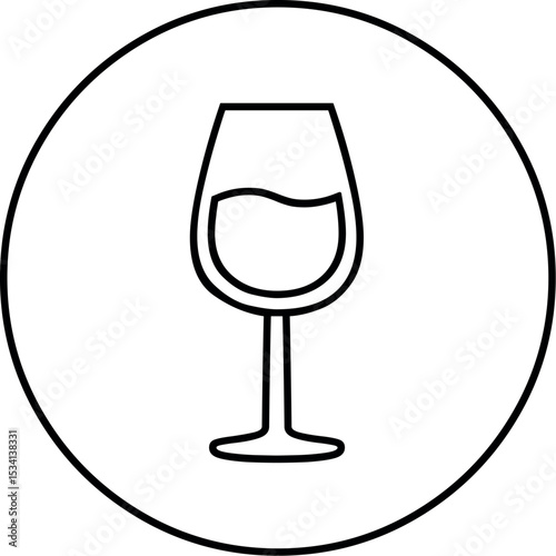 Illustration of wine glass vector icon illustration for bar restaurant menu design or wine tasting event graphic element vector