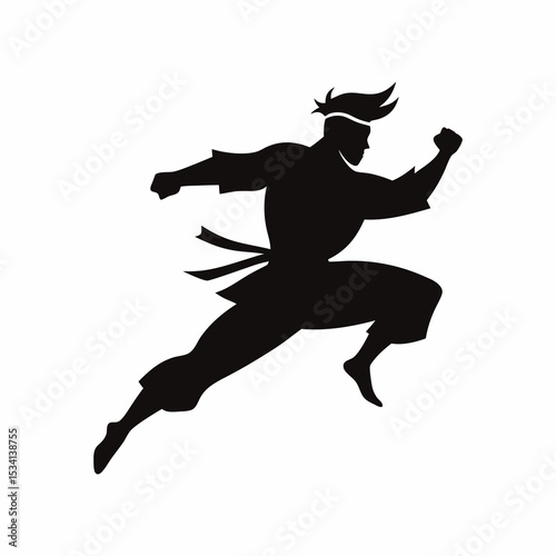 A silhouette image of a karate person