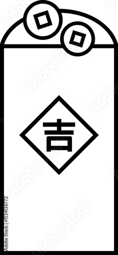 Chinese hongbao thick outline vector Isolated.
Chinese new year envelope icon design.
chinese envelope bag line style. 
Lucky money envelope bag.
Transparent background.
