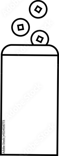 Chinese hongbao thick outline vector Isolated.
Chinese new year envelope icon design.
chinese envelope bag line style. 
Lucky money envelope bag.
Transparent background.