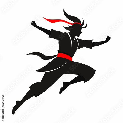 A silhouette image of a karate person