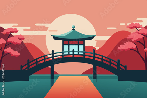 japanese garden with bridge