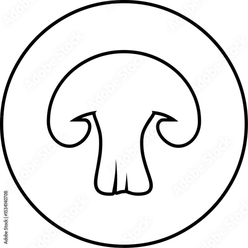 Illustration of mushroom outline vector icon illustration of edible fungi in simple black and white design for food concept 100 vector