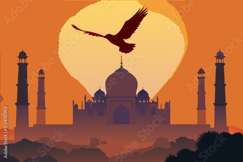 taj mahal at sunset
