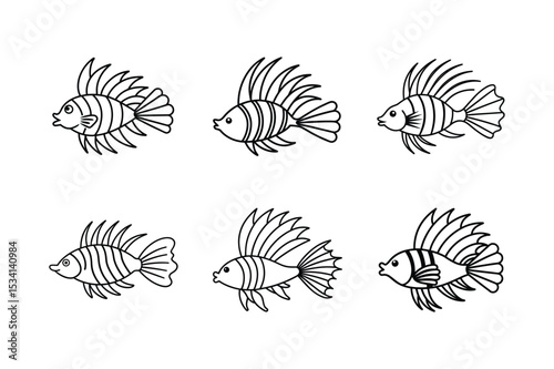 set of lion fish vector illustration