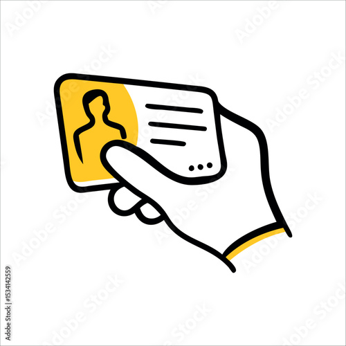 vector illustration of a hand holding identity card