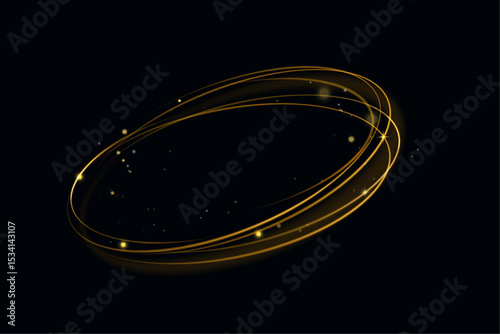  Gold curved light line, rope, spiral, tape. Smooth festive gold line png with light effects. Light golden Twirl png. Curve light effect of golden line