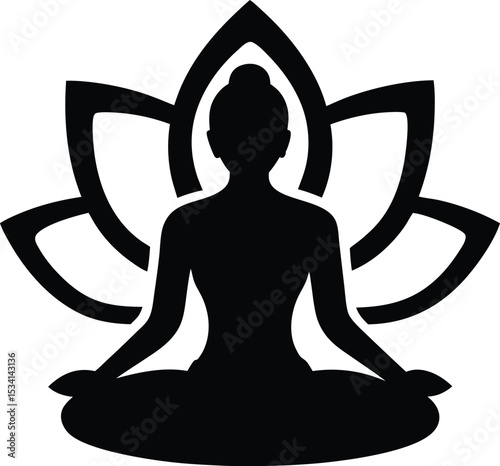 Silhouette of Woman Meditating in Lotus Pose