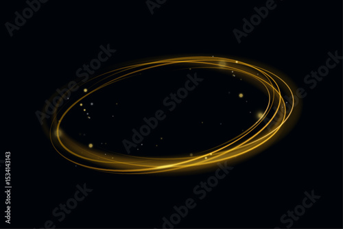  Gold curved light line, rope, spiral, tape. Smooth festive gold line png with light effects. Light golden Twirl png. Curve light effect of golden line
