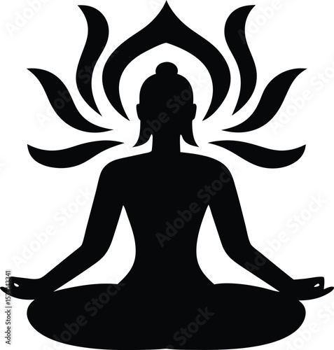 Silhouette of Woman Meditating in Lotus Pose