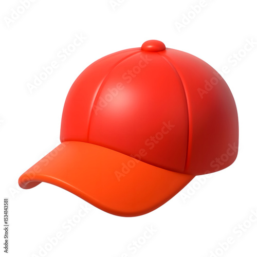 Red Baseball Cap, Classic Style, 3D Render